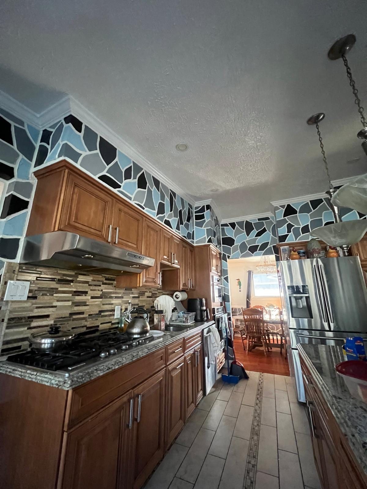 Custom painted kitchen accent wall